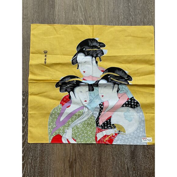 Vintage Ukiyo-E "Three Beauties" Kitagawa Utamaro Japanese, Scarf, Wall Hanging - Picture 2 of 7